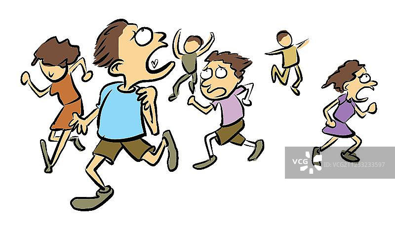 一群逃跑的人图片素材