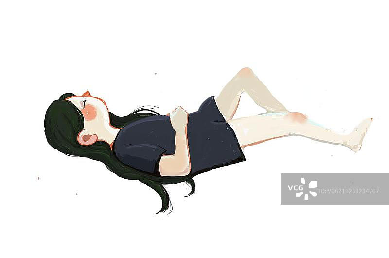 平躺着的女孩图片素材