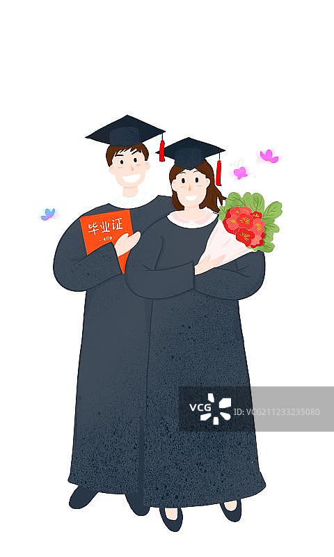 简笔画毕业生手拿花束图片素材