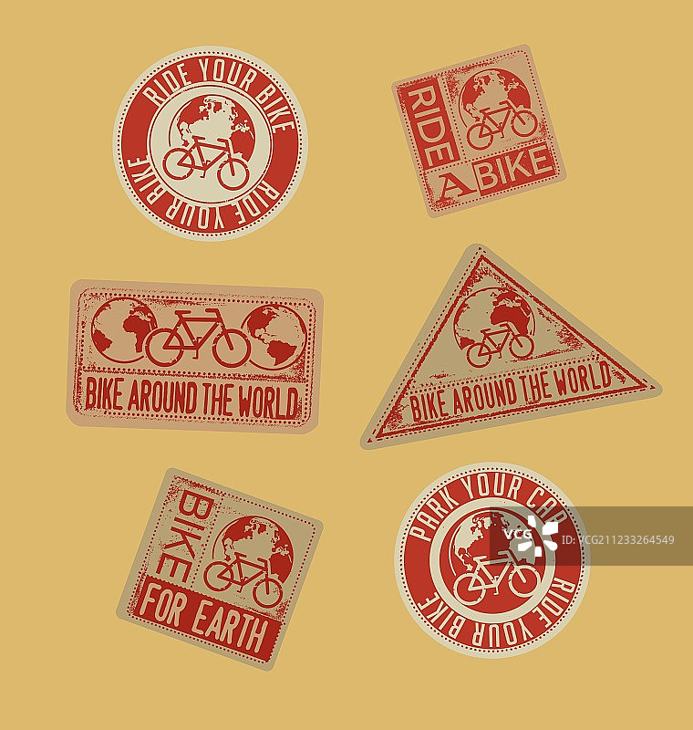 带有环保信息的自行车邮票图片素材