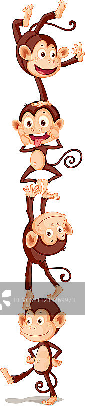 四只顽皮的猴子图片素材