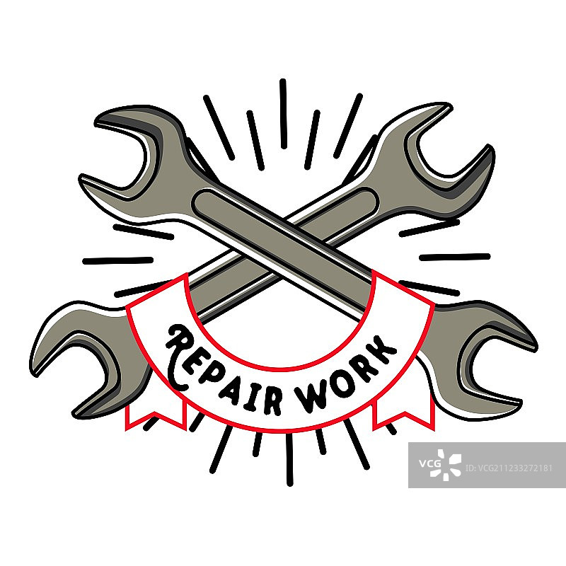 彩色复古维修车间标志图片素材