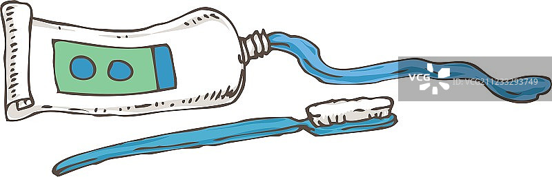 蓝色牙刷和牙膏管图片素材