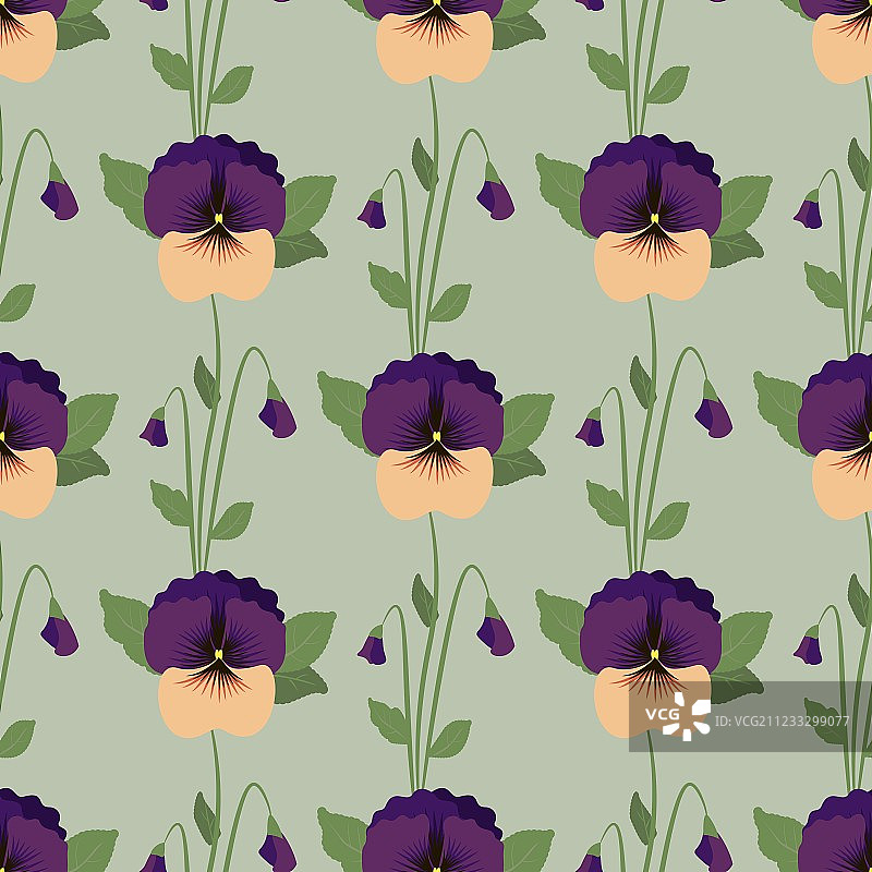 三色堇花卉无缝图案矢量素材图片素材