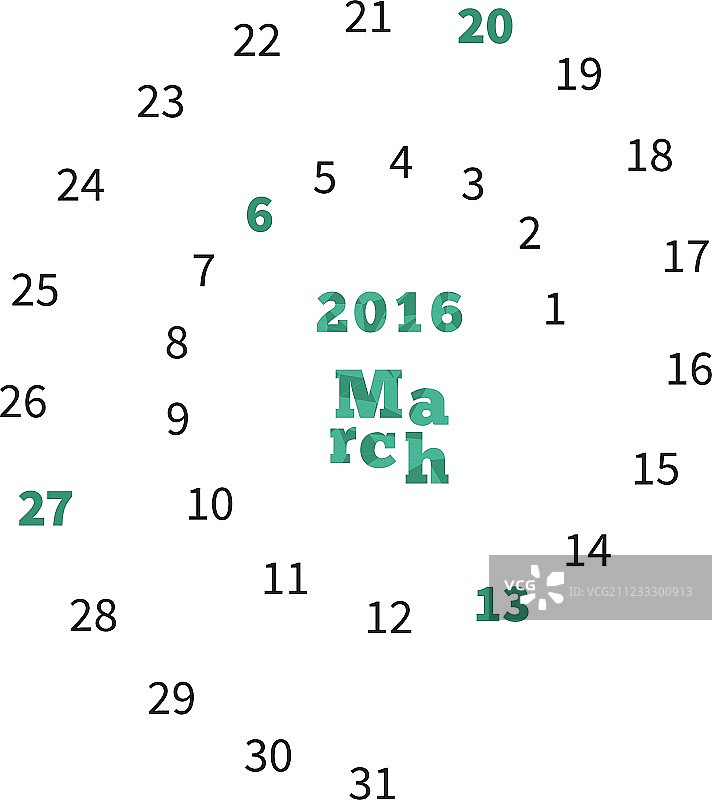 2016年3月的创意日历图片素材