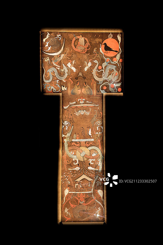 湖南省博物馆辛追墓T形帛画图片素材