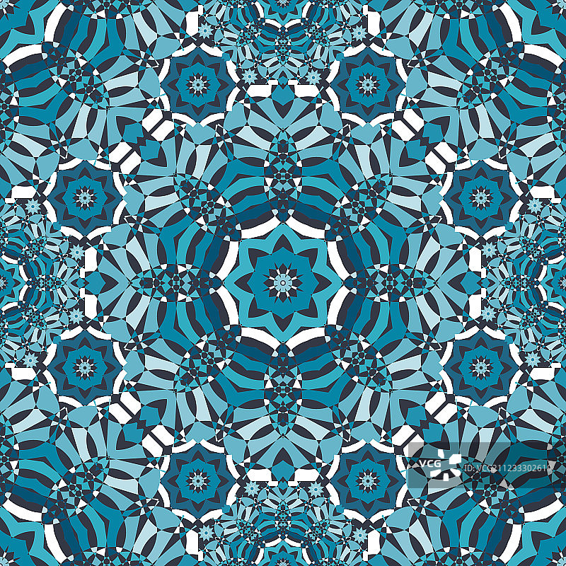 蓝色花卉万花筒图案图片素材