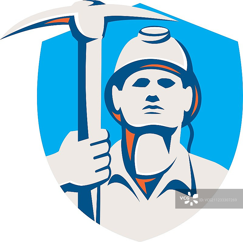 煤矿工人镐斧盾牌复古设计图片素材