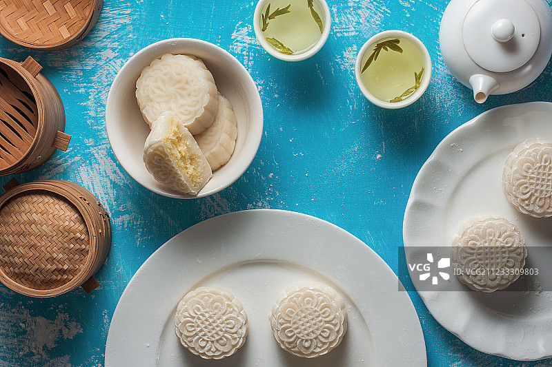 夏日点心冰皮月饼图片素材