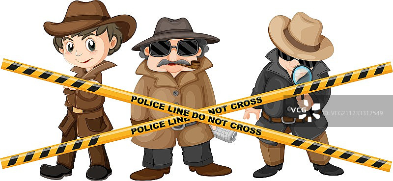 三名正在寻找线索的侦探图片素材