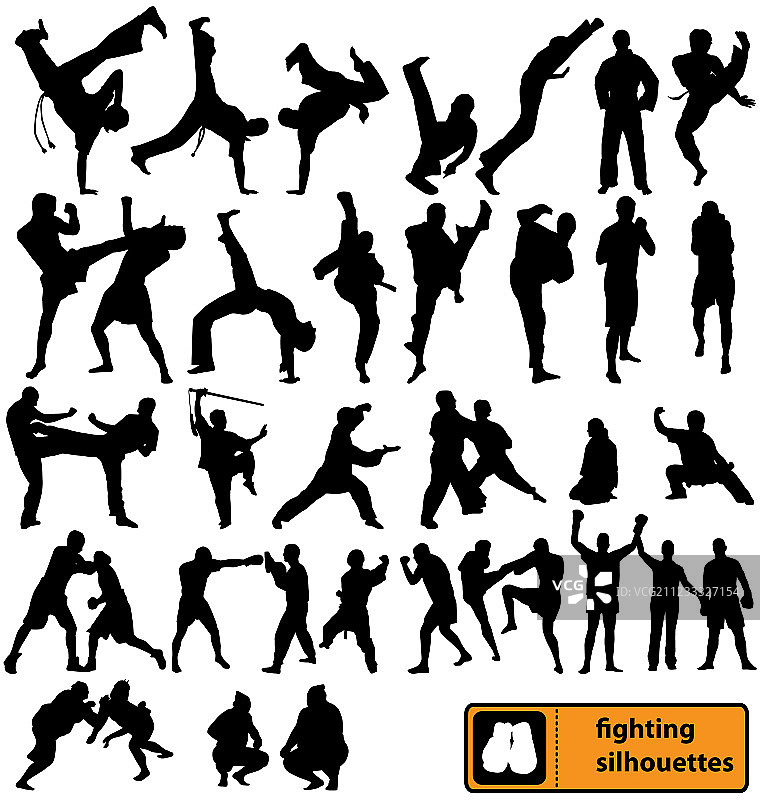 搏斗剪影图片素材