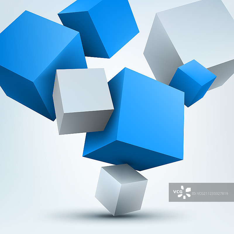 白色背景上的3D立方体图片素材