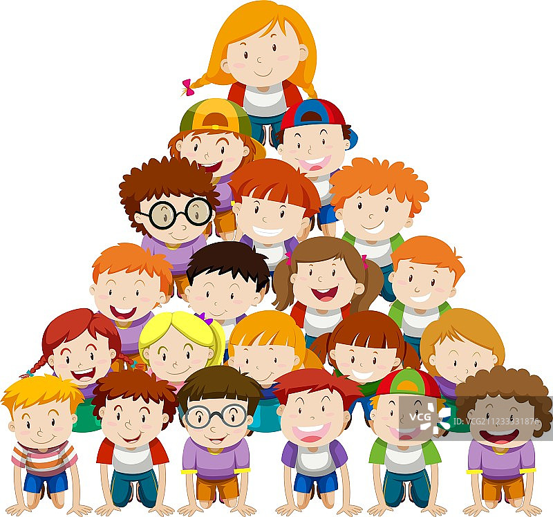 孩子们搭人塔图片素材