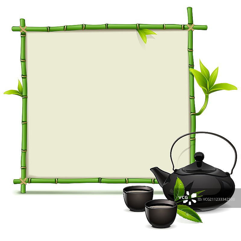 竹制茶具图片素材