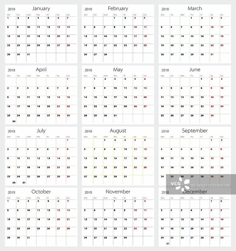 2018年日历图片素材