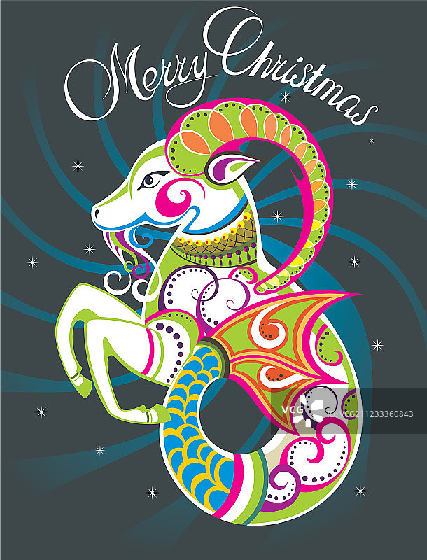 带有山羊图案的新年贺卡图片素材