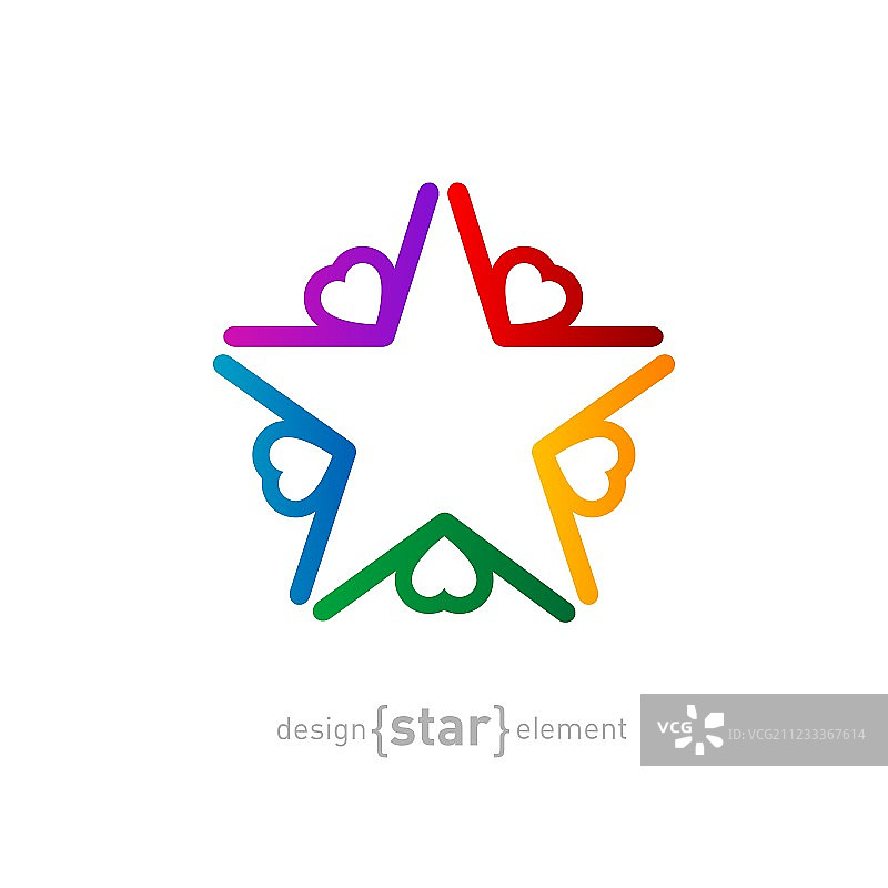 带心形的彩色星星抽象设计元素图片素材