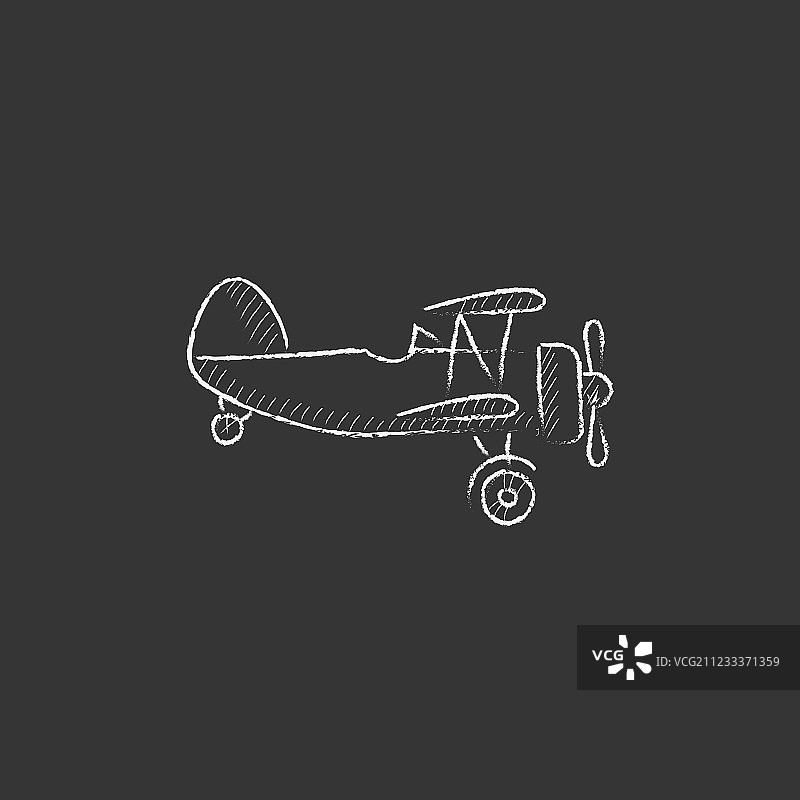 粉笔绘制的螺旋桨飞机图标图片素材