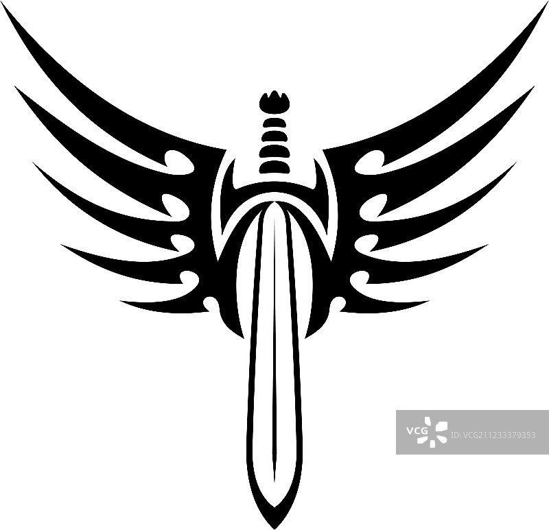 有翼之剑部落纹身图片素材