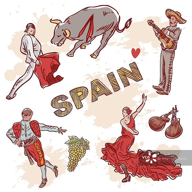 西班牙符号和传统剪贴画图片素材