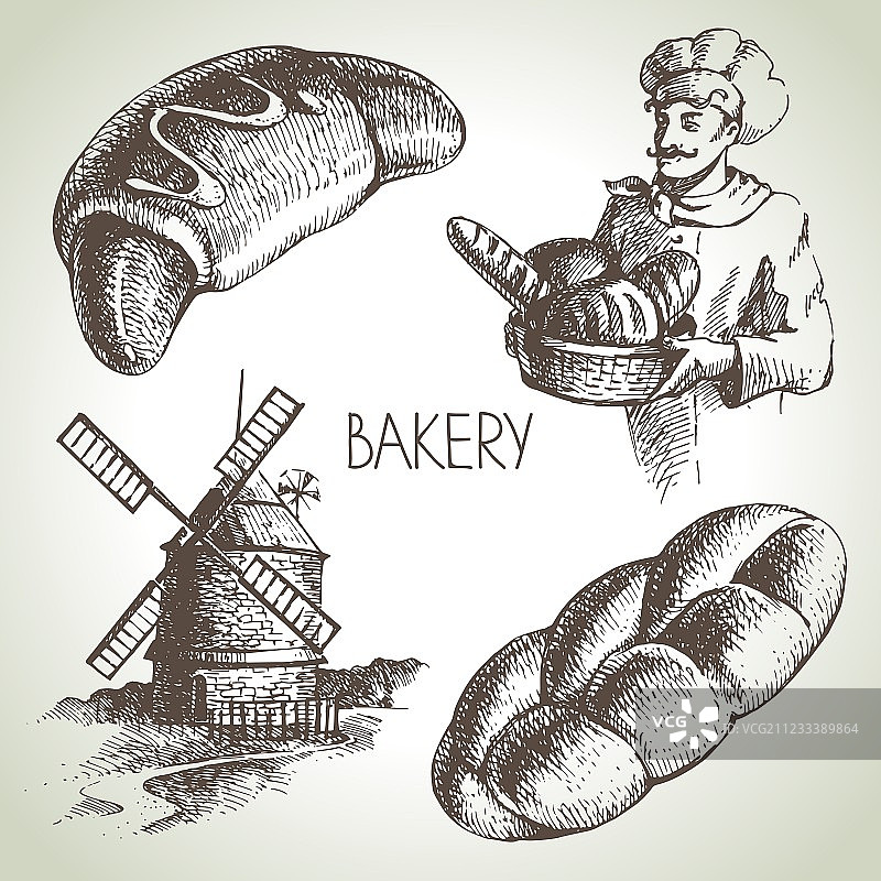 烘焙素描图标合集图片素材