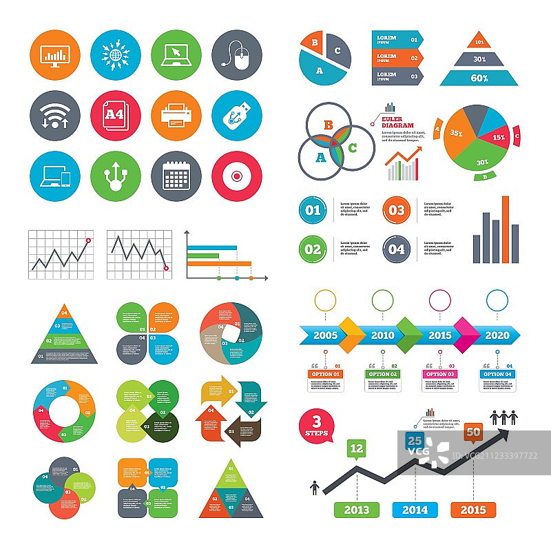 电脑设备图标，打印机笔记本标志图片素材