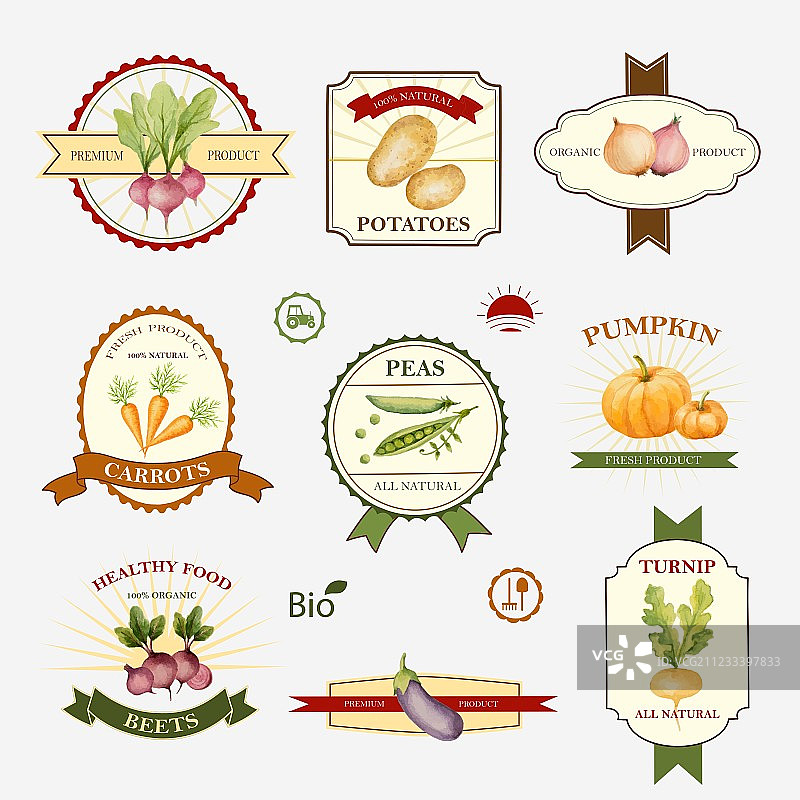 蔬菜标签设计套装图片素材