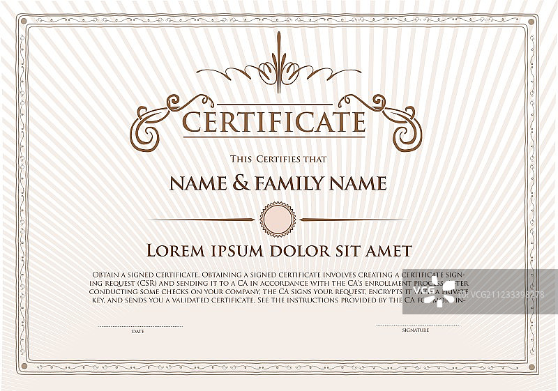 带装饰性徽章的证书模板设计图片素材