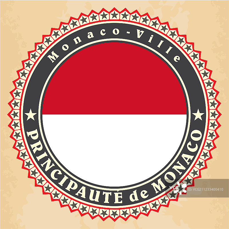 摩纳哥国旗老式标签卡片图片素材