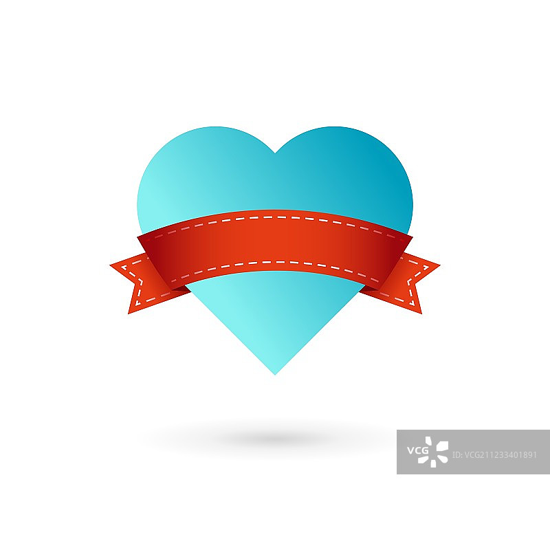 心形和丝带标志图标图片素材