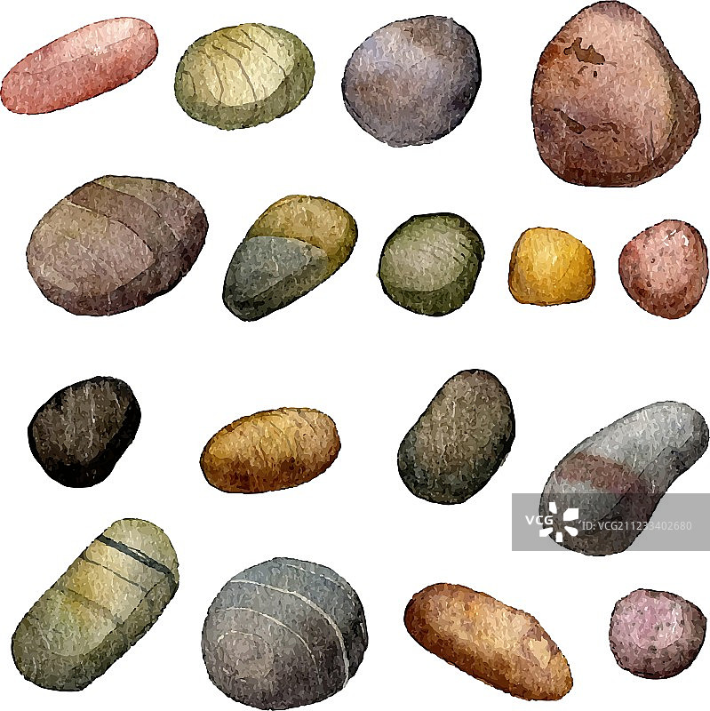 水彩海石绘画图片素材