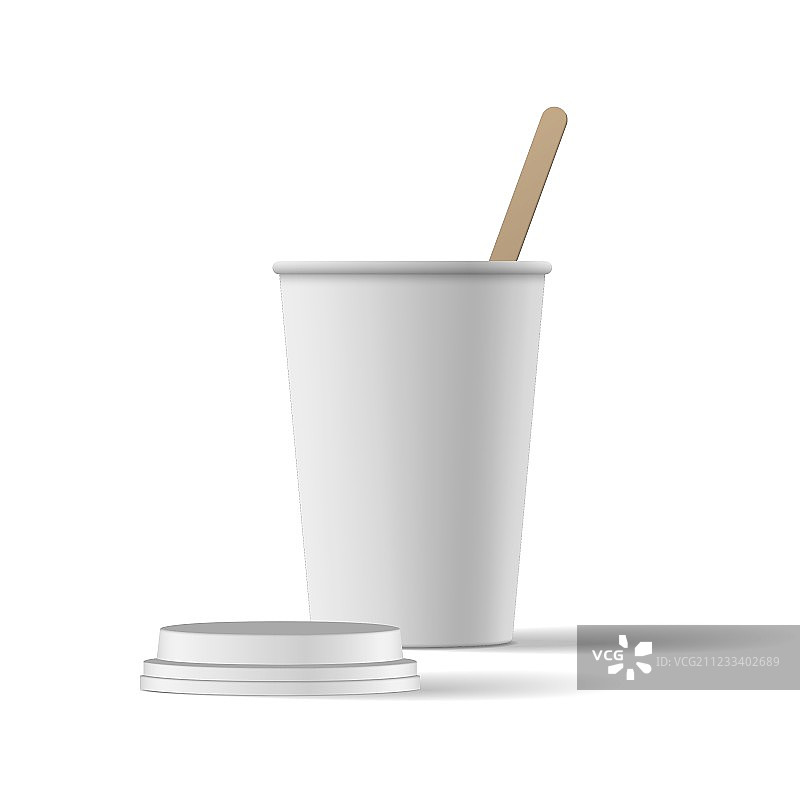 带盖白色咖啡杯逼真模型图片素材