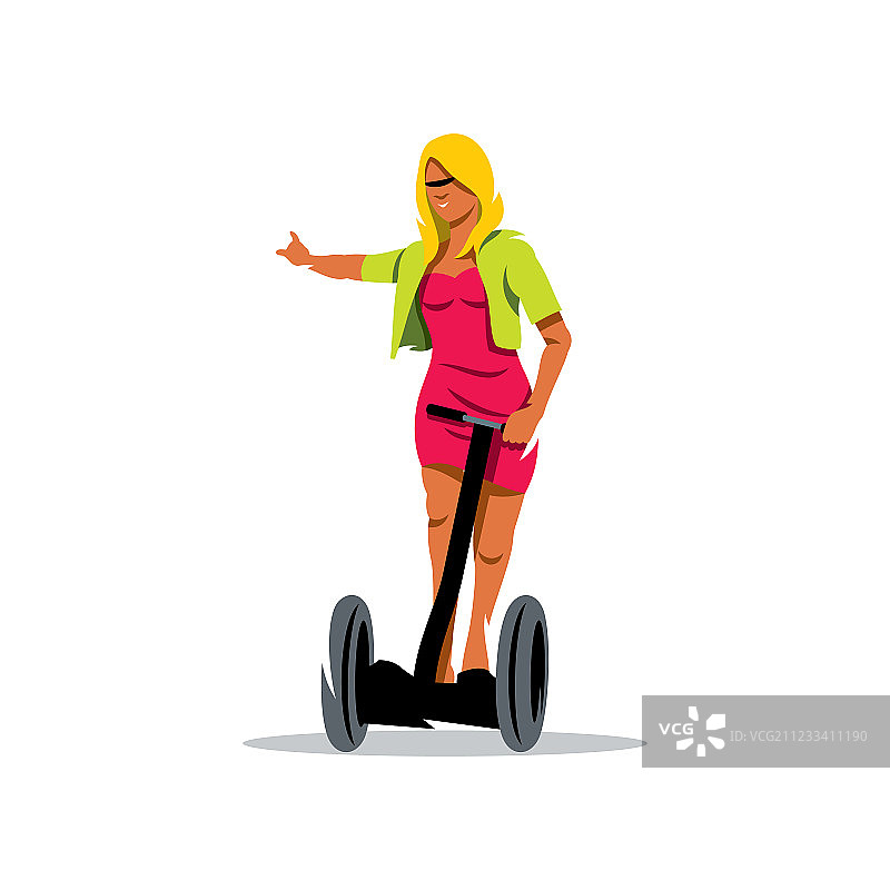 女孩骑滑板车卡通图片素材
