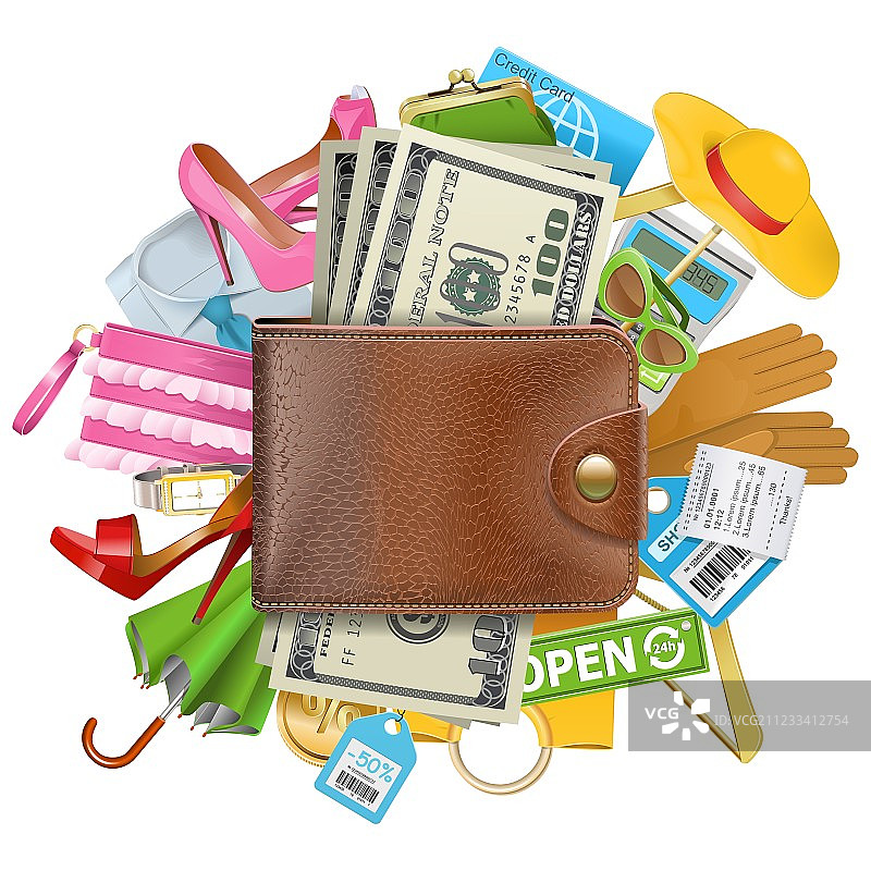钱包购物概念图片素材