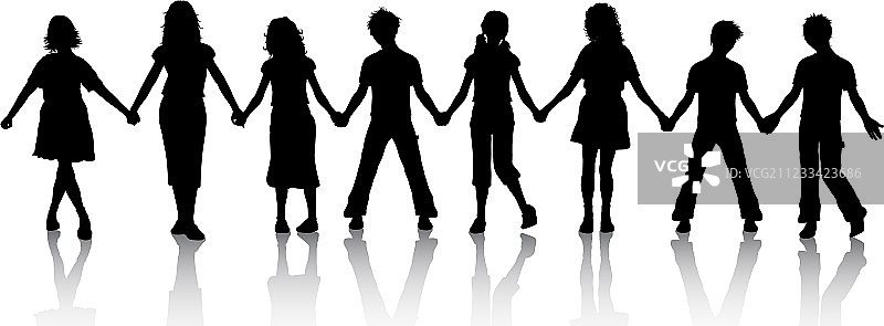 孩子们手牵着手图片素材