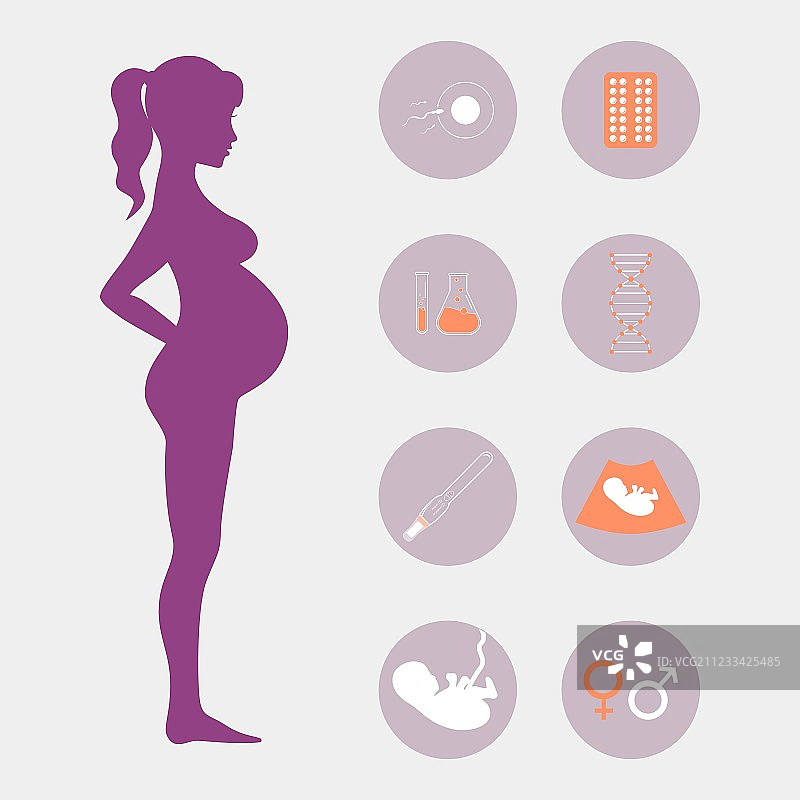 怀孕和分娩图标集图片素材
