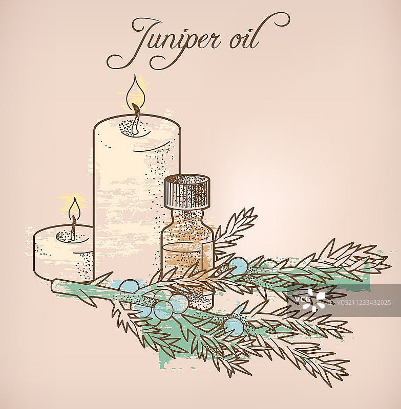 杜松精油和蜡烛图片素材