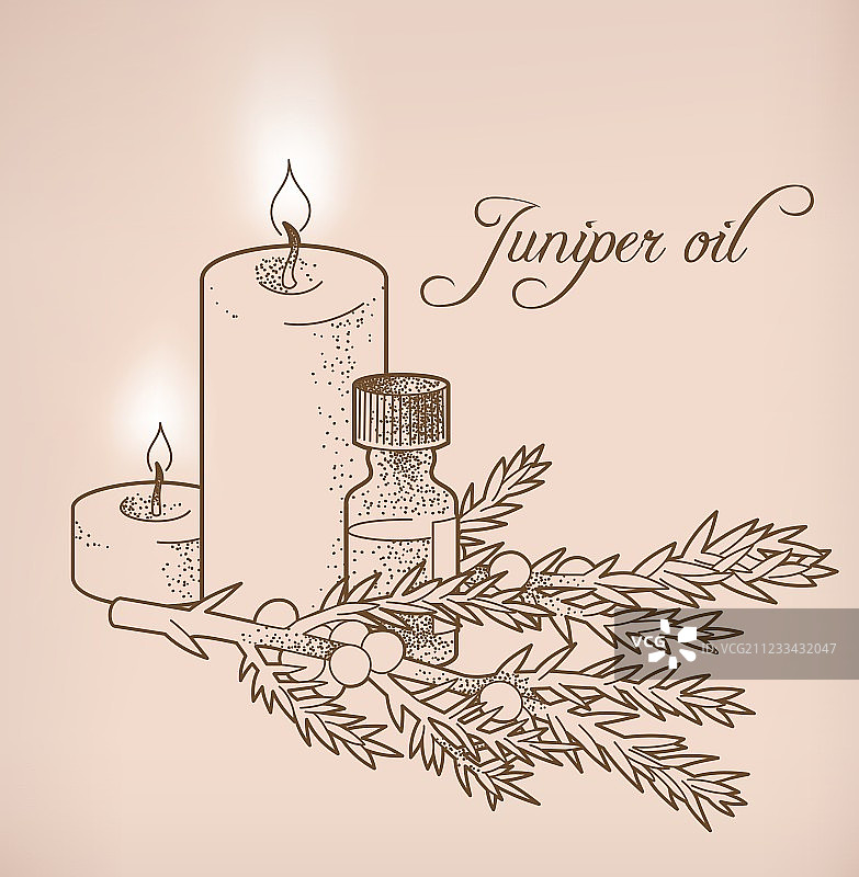 杜松精油和蜡烛图片素材