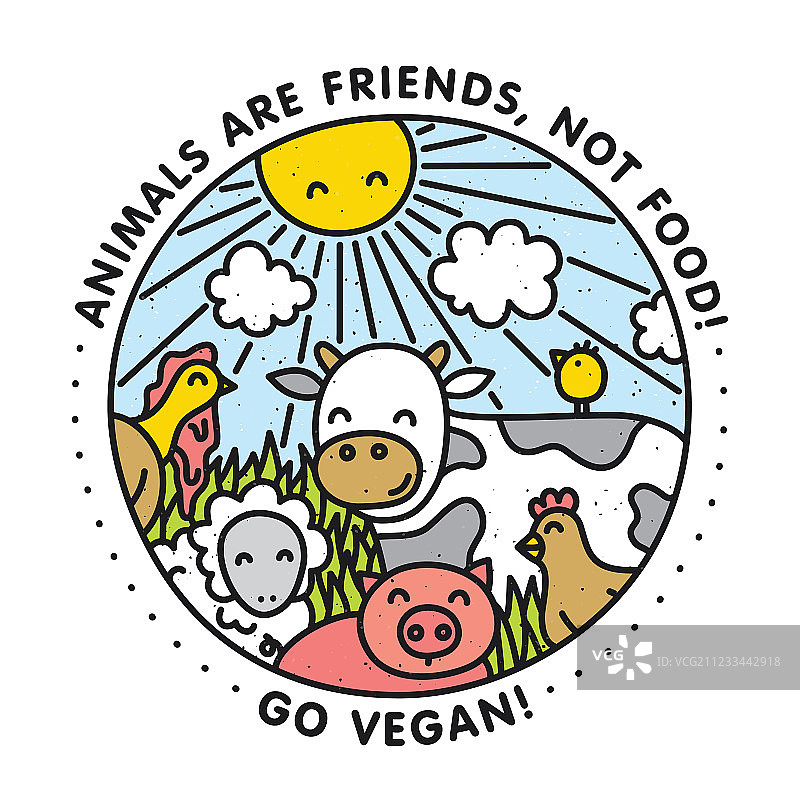 动物是朋友不是食物，支持纯素主义图片素材