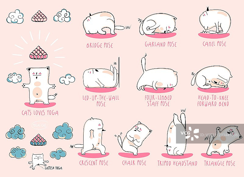 白色瑜伽猫套装图片素材