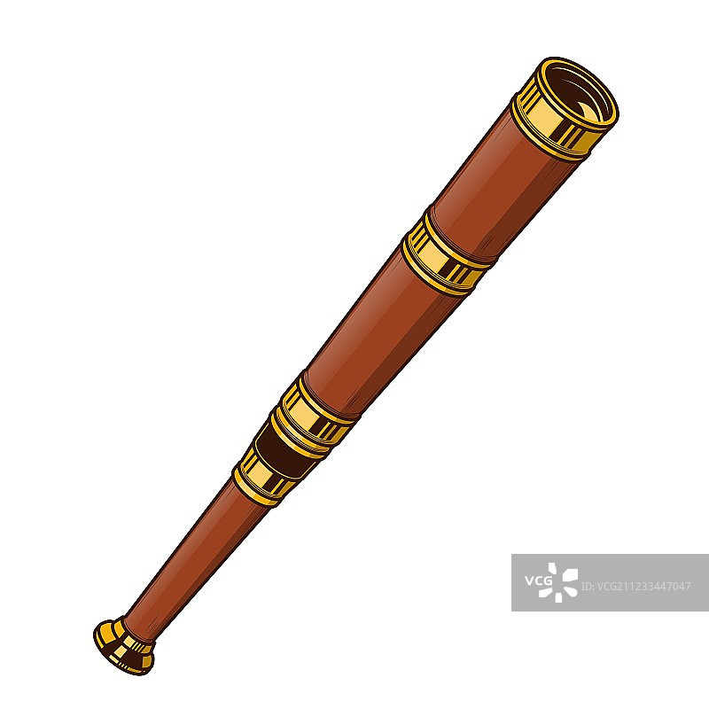 古董黄铜望远镜图片素材