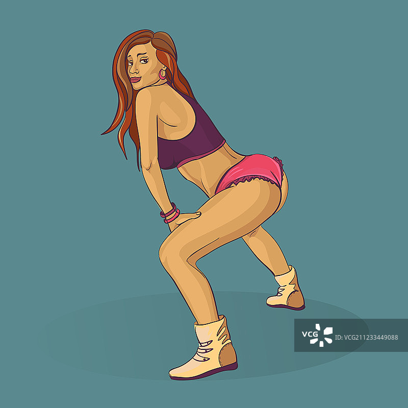 女孩跳电臀舞涂鸦图片素材