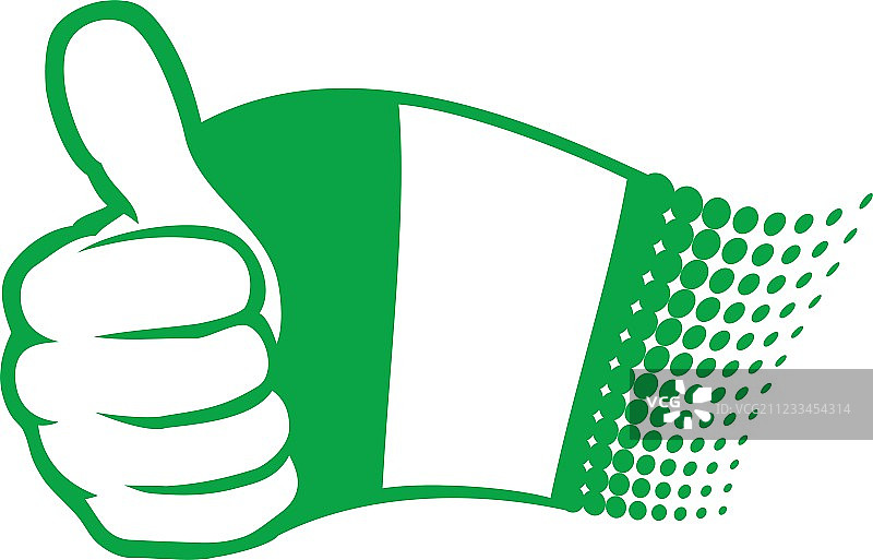 尼日利亚国旗和竖起大拇指的手图片素材