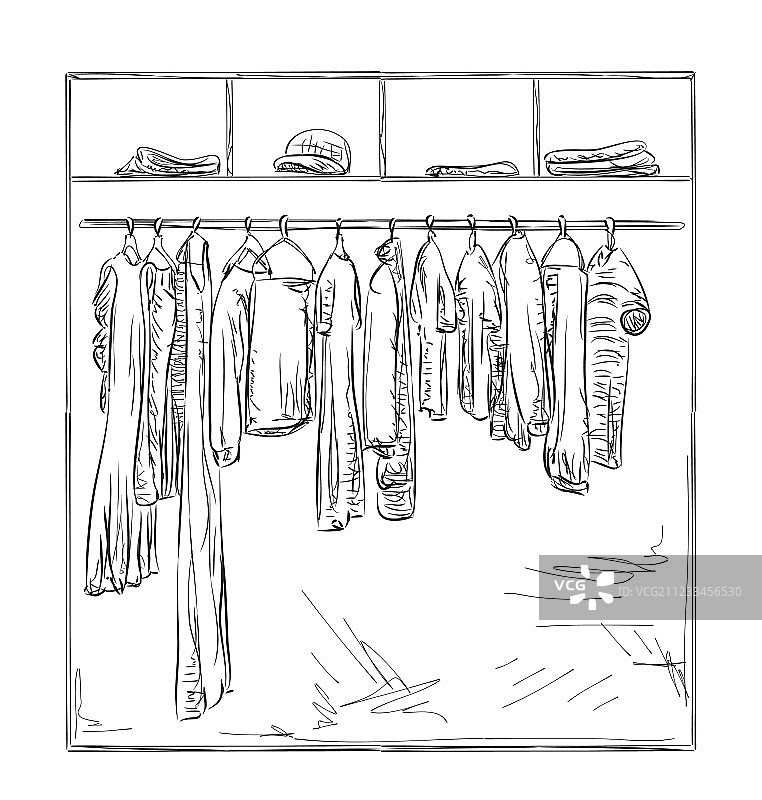 手绘衣柜服装草图图片素材
