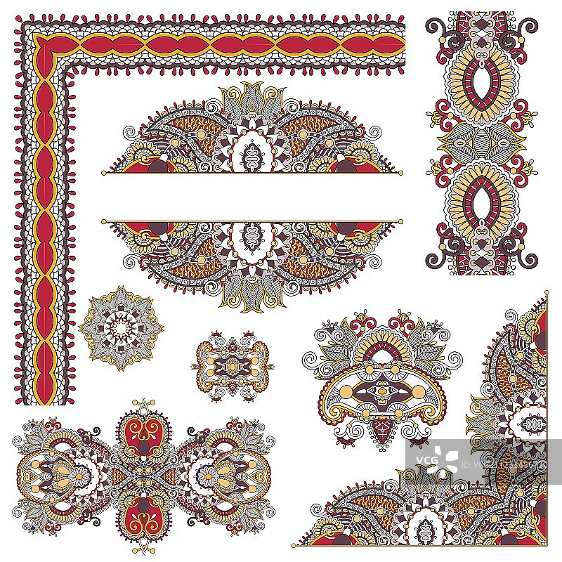 页面佩斯利花卉设计元素合集图片素材