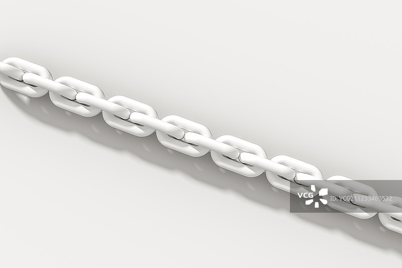 连接的锁链与留白背景，三维渲染图片素材