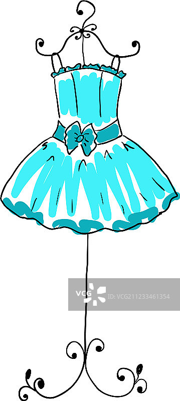 华丽的蓝色连衣裙（衣架）图片素材