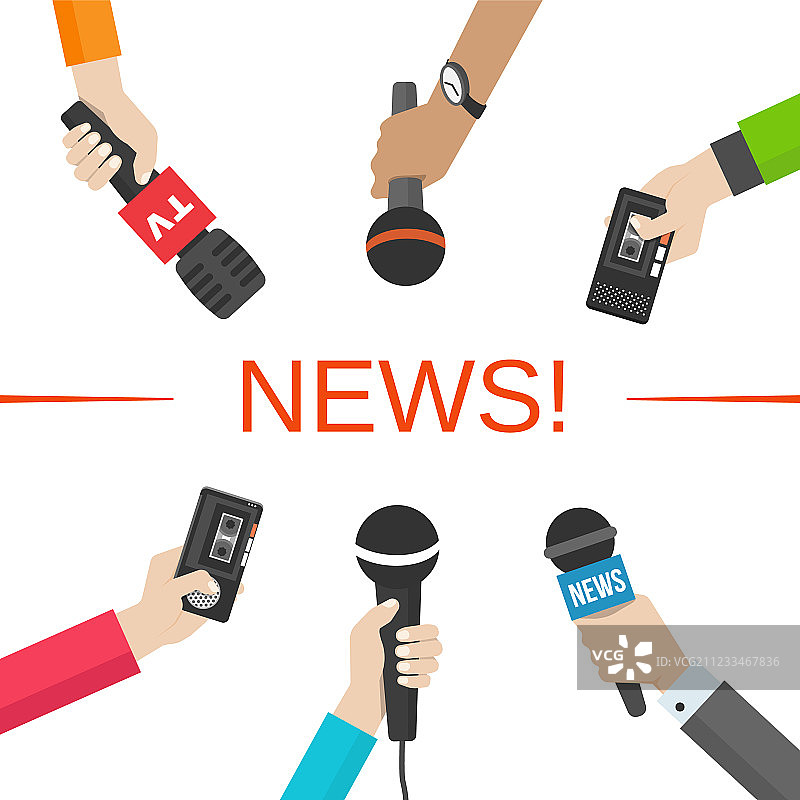 新闻记者理念：手持麦克风图片素材