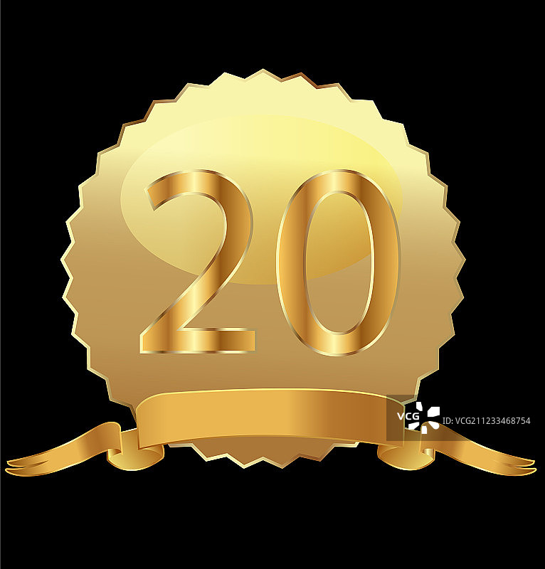 20个金色带缎带的印章图片素材