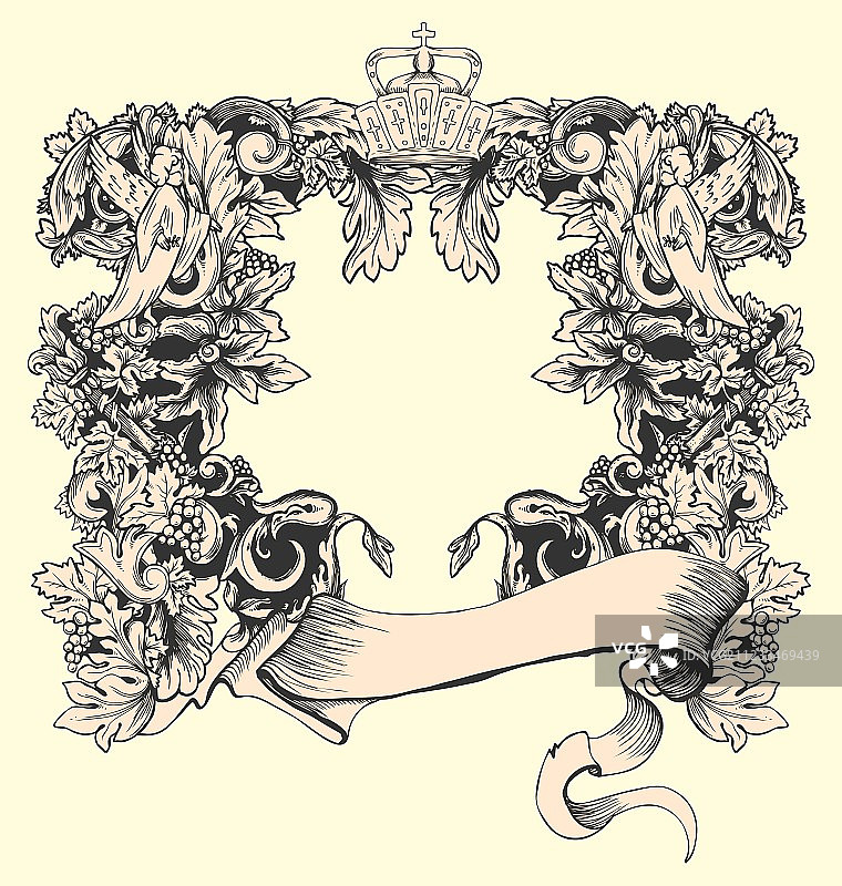 复古花卉装饰边框元素图片素材